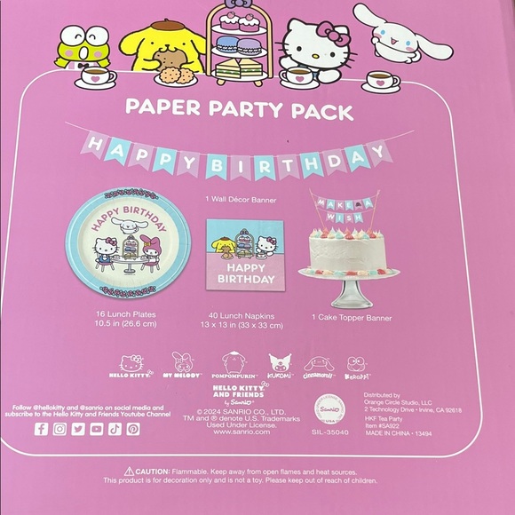 🆕 Hello Kitty and Friends Party Pack- Plates, Napkins, Wall Banner, Cake Topper - Picture 3 of 6
